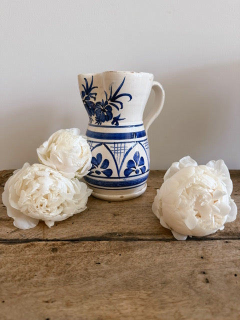 Vintage White and Blue Italian Pitcher