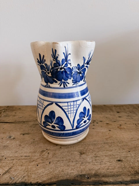 Vintage White and Blue Italian Pitcher